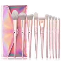 Professional makeup brushes 10pcs pink tube brushes artificial fiber makeup brushes set with high quality