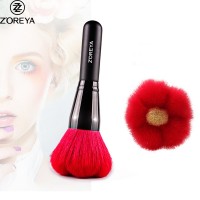 ZOREYA New Design Unique Flower Shape High Quality Goat Hair Wood Holder Blush Makeup Brush