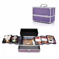 hot sale geometry diamond aluminum cosmetic brush tool case nail polish case