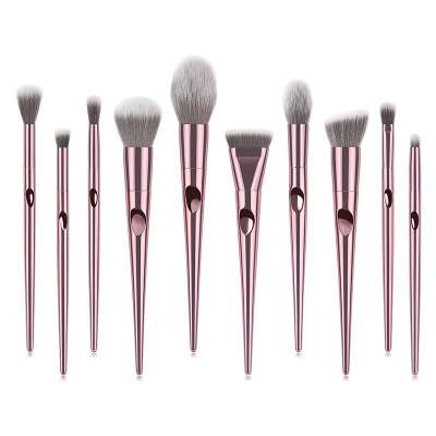 DEENER High quality professional make up brushes kit purple pink wooden 10 pcs rose gold foundation eyeshadow makeup brush set